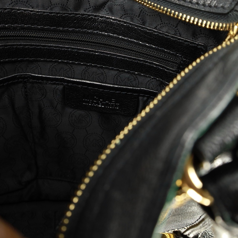 MICHAEL KORS Naomi Large Satchel Black Luxury‎ Leather Zippers Handbag Purse Bag - Picture 12 of 12